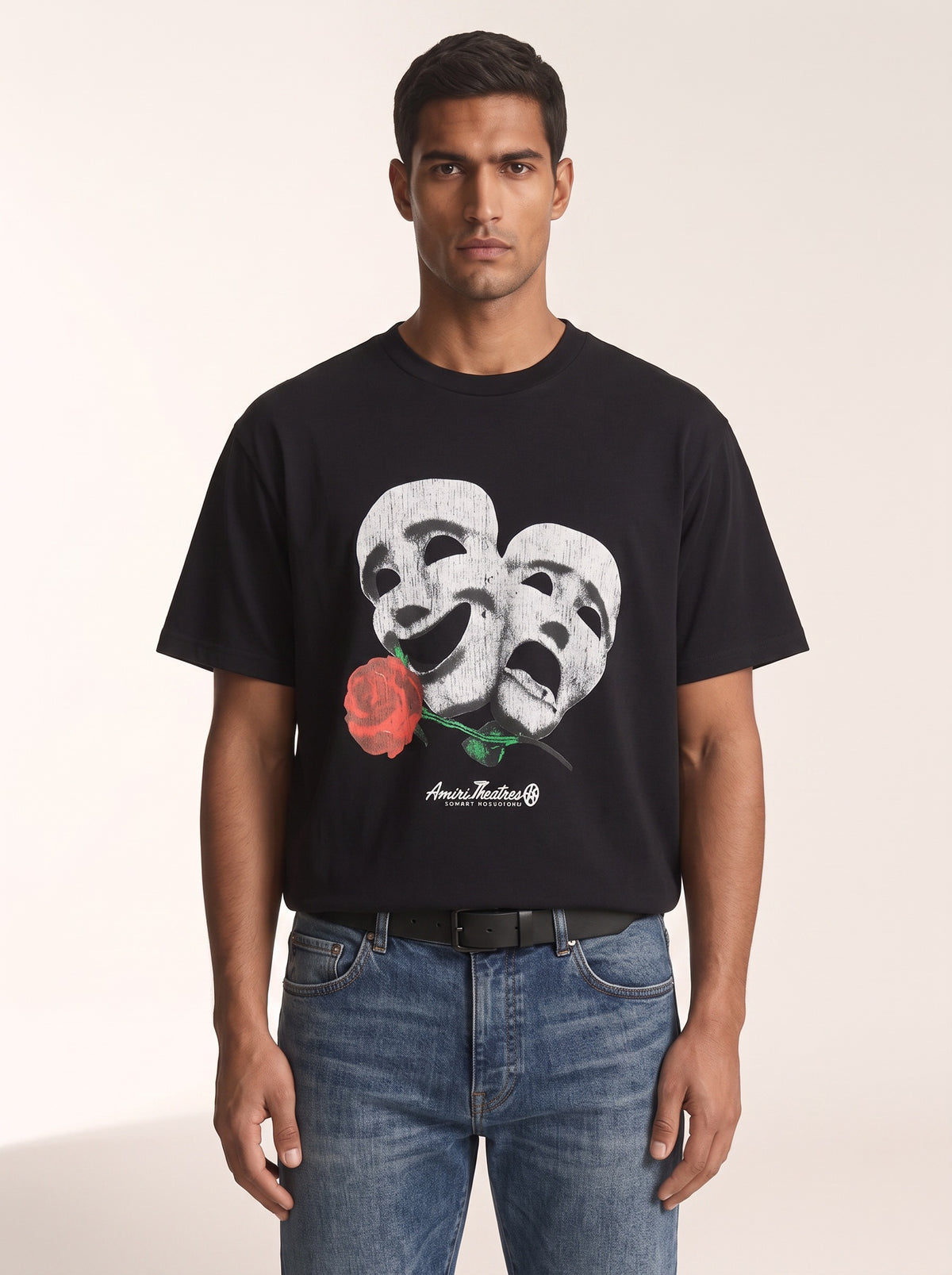 MODEL·AMIRI — THEATRE MASKS OVERSIZED TEE