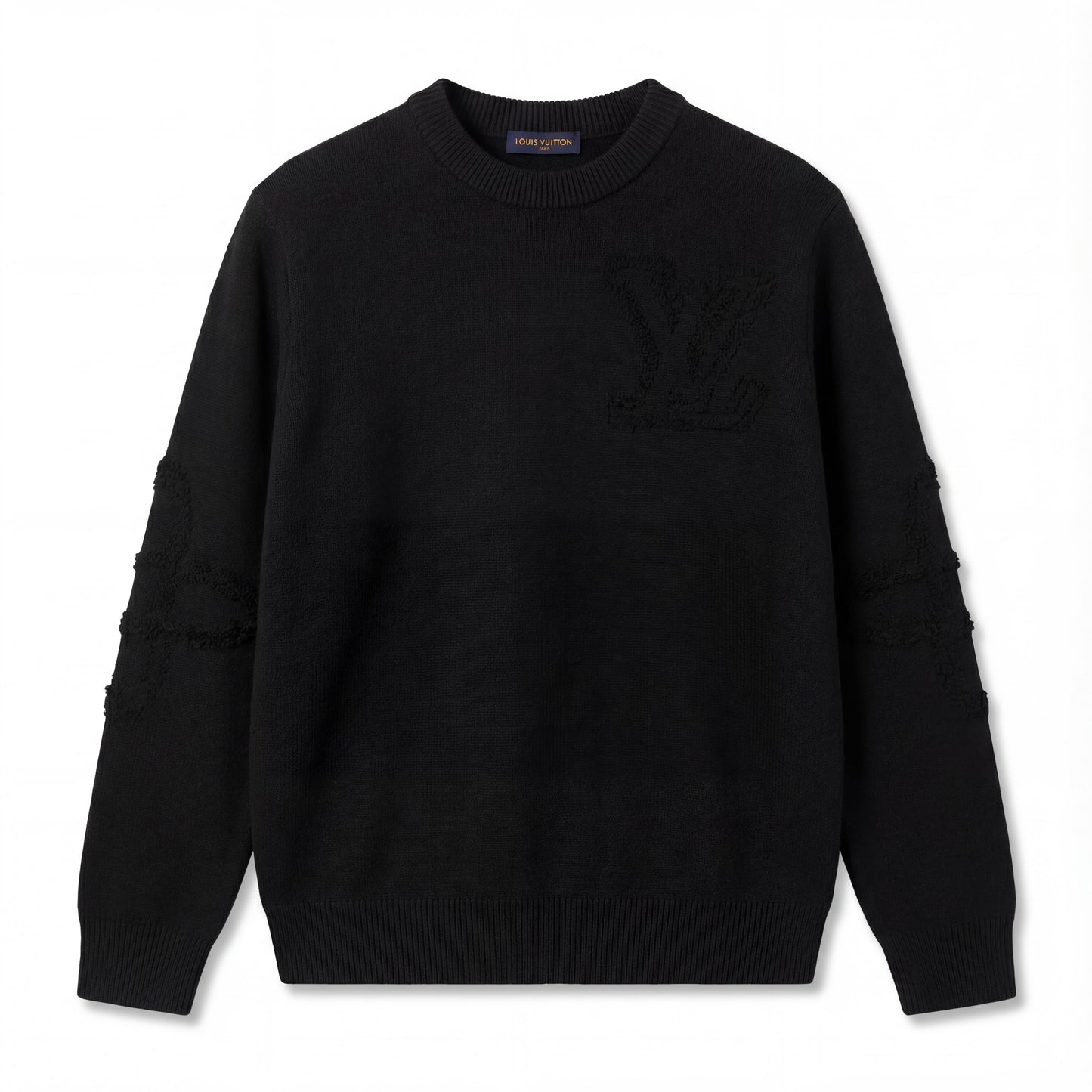 LV Embossed Signature Knit Crewneck – black