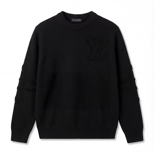 LV Embossed Signature Knit Crewneck – black