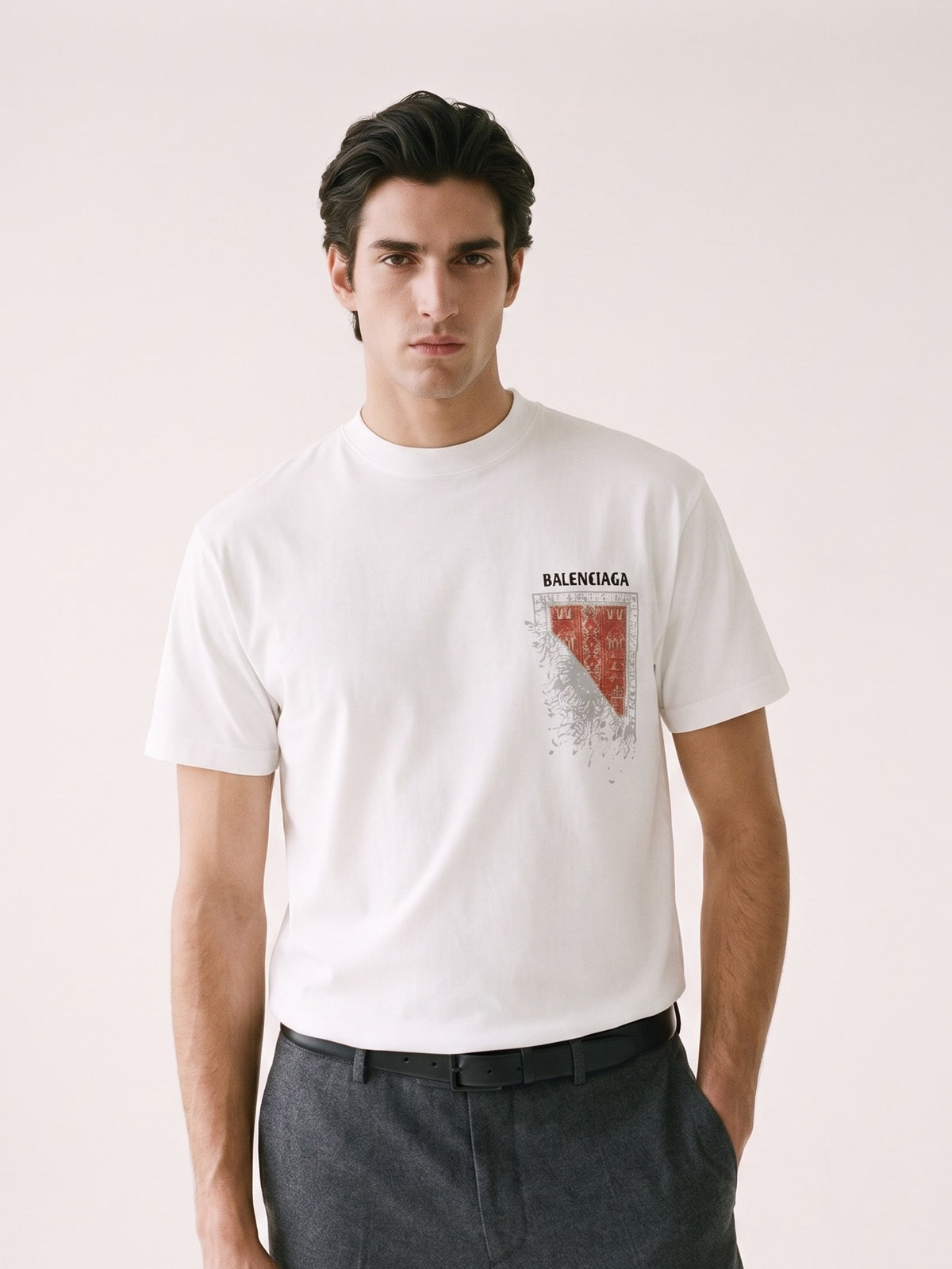 MODEL·BALENCIAGA — Graphic Statement T-Shirt — White