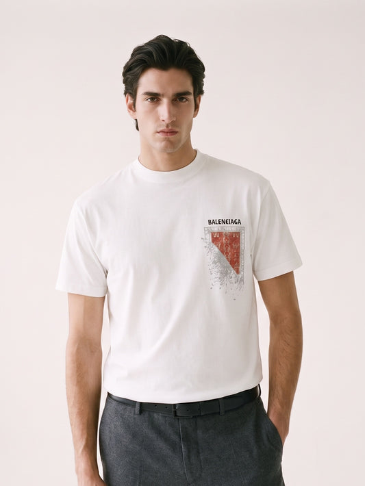 MODEL·BALENCIAGA — Graphic Statement T-Shirt — White