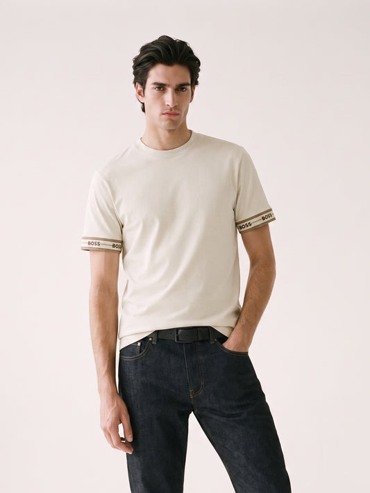 MODEL·HUGO BOSS — Signature Sleeve T-Shirt — Beige Edition