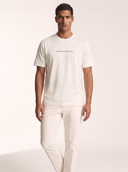 MODEL·BRUNELLO CUCINELLI — Logo T-Shirt — White