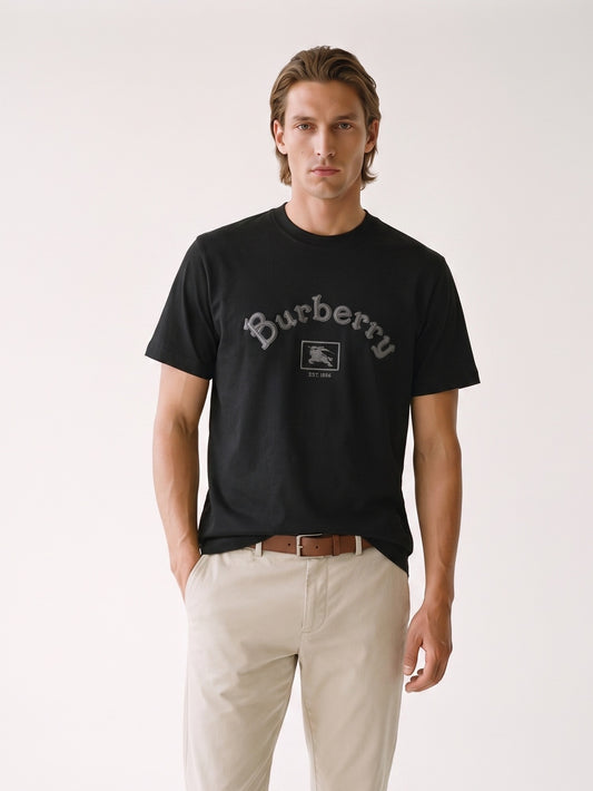 MODEL·BURBERRY — Embossed Logo T-Shirt — Black