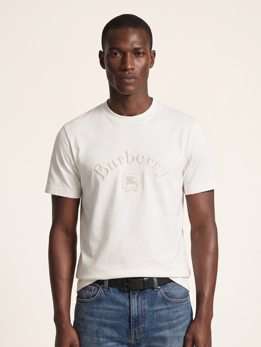 MODEL·BURBERRY — Embossed Logo T-Shirt — White