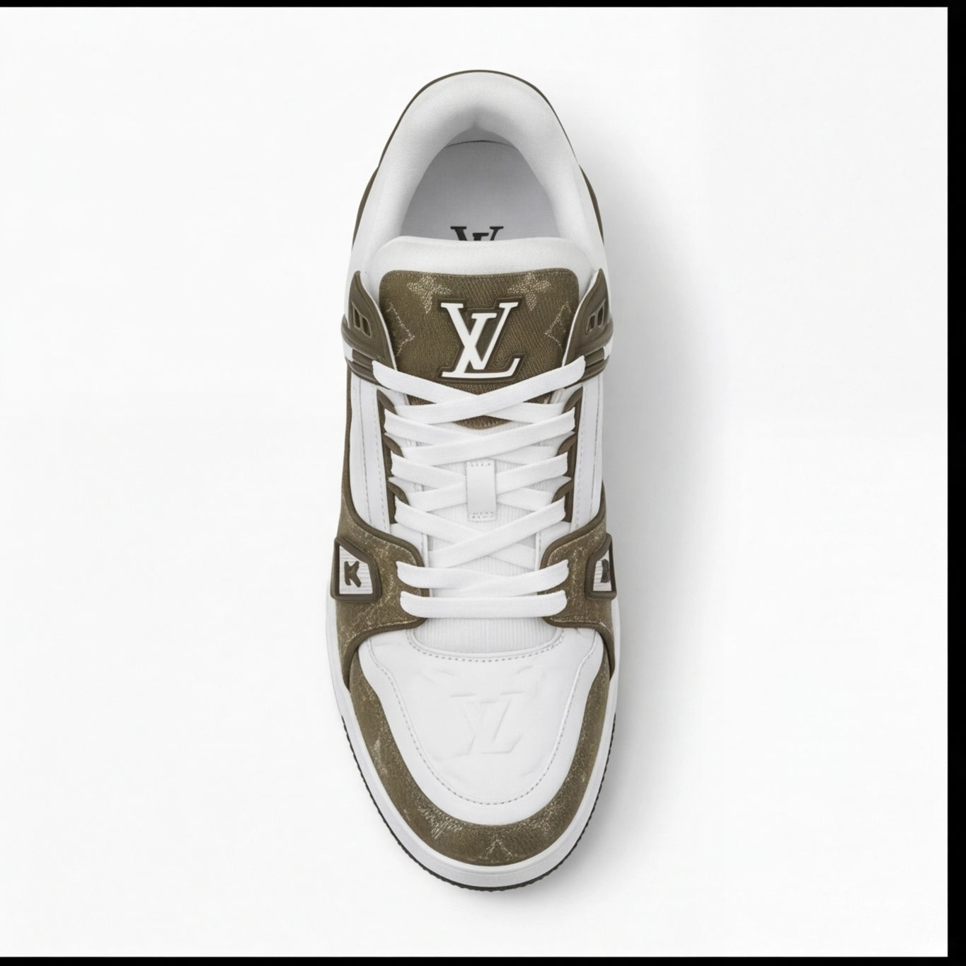 White Olive Monogram Chunky Sneaker