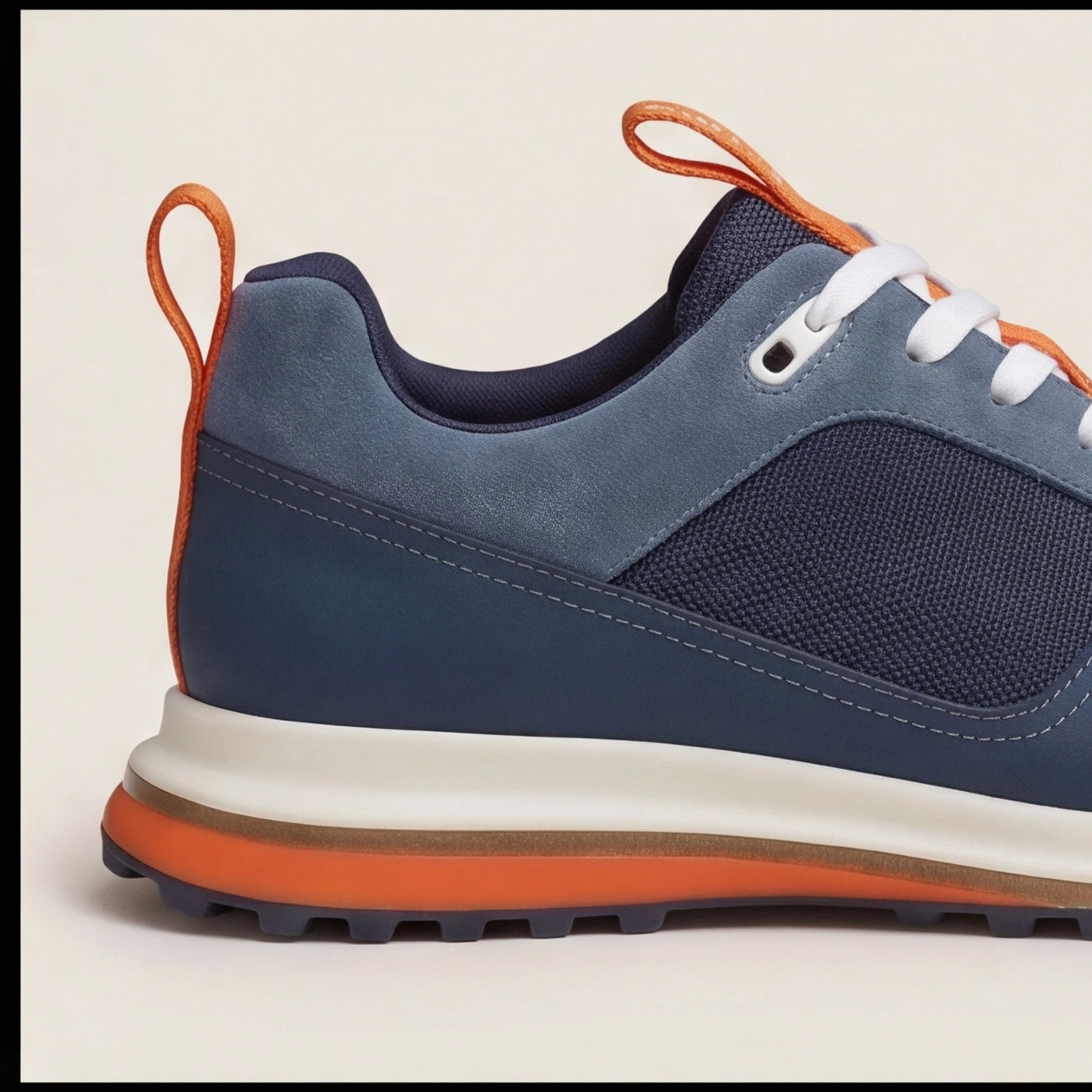 Hermès Apex Trail Sneakers – Navy Blue & Orange