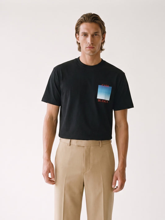 MODEL·CASABLANCA — Gradient Casa Logo T-Shirt Black