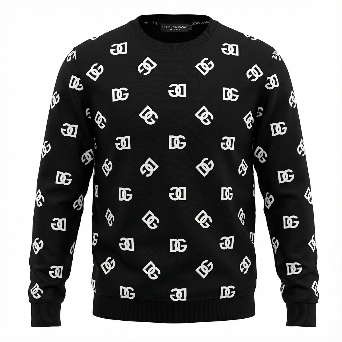 Dolce &Gabbana Wool and silk jacquard round-neck sweatshirt Black