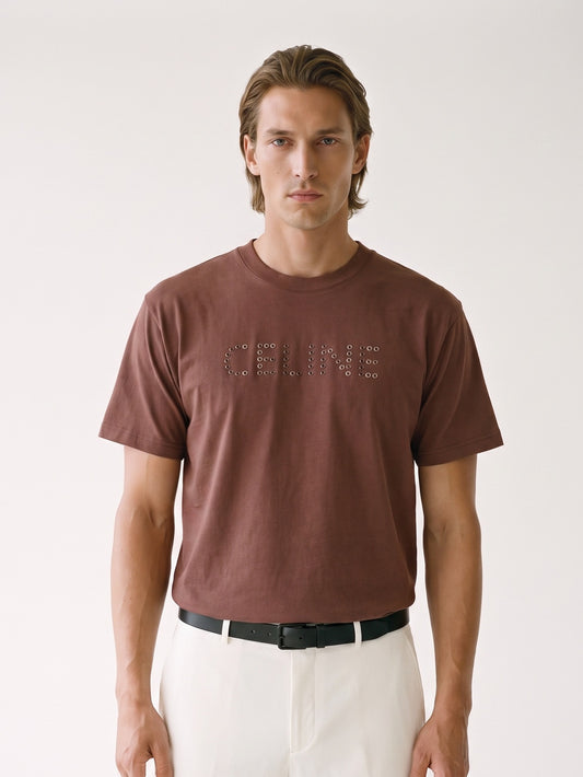MODEL·CELINE — Embroidered Logo “Brick color"