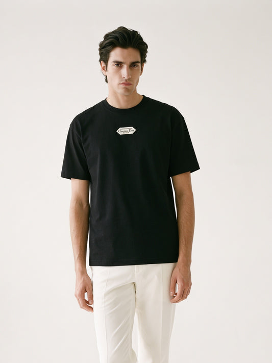 MODEL·DIOR — Black Cotton T-Shirt with Autumn
