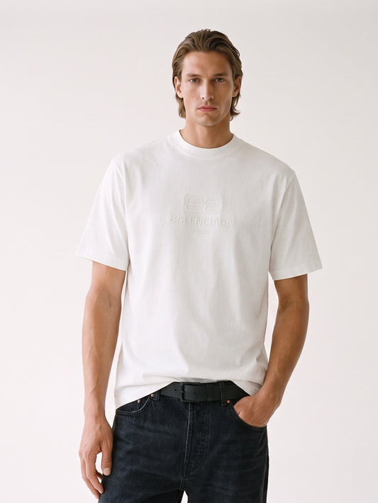 MODEL·BALENCIAGA — Printed Logo T-Shirt White