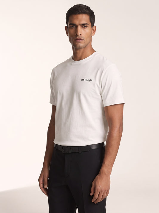 MODEL·OFF-WHITE — Gothic Arrow Bowling T-Shirt white