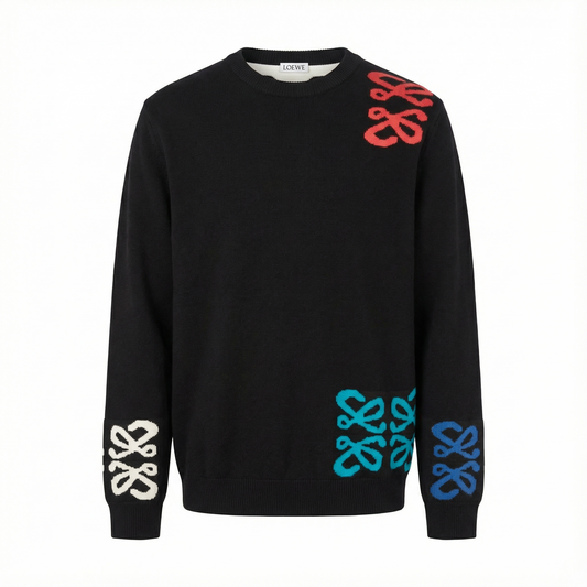 Loewe Multicolor Anagram Knit Sweater – Black