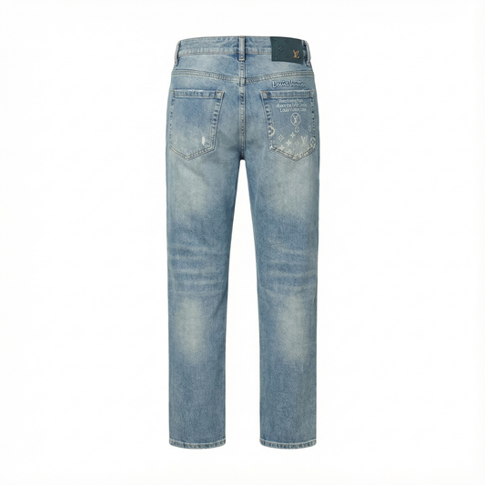 Louis Vuitton Monogram Vintage Wash Denim Jeans – Light Blue