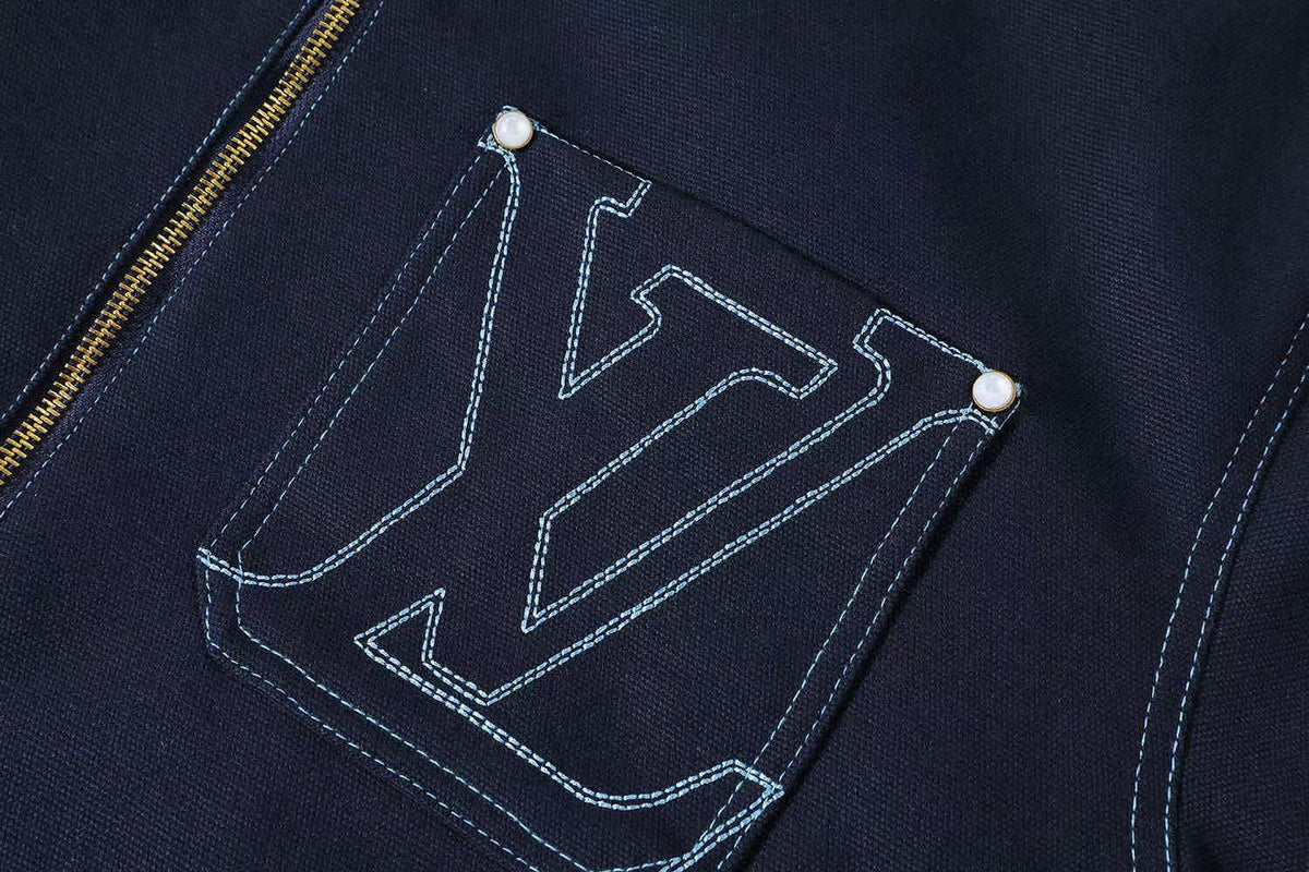 Canvas Workwear Zip Jacket with Shearling Collar LOUIS VUITTON