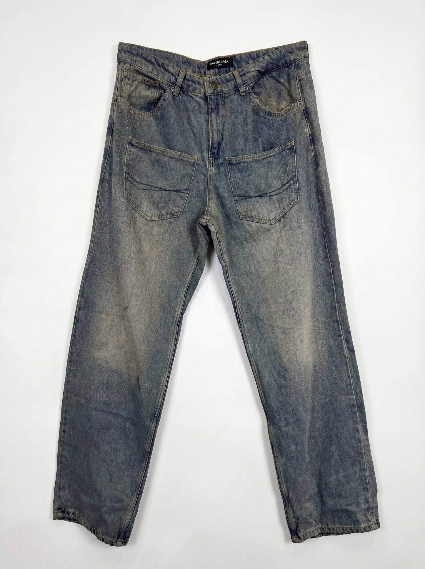 BALENCIAGA Double Front pocket Baggy Pants in Light Blue