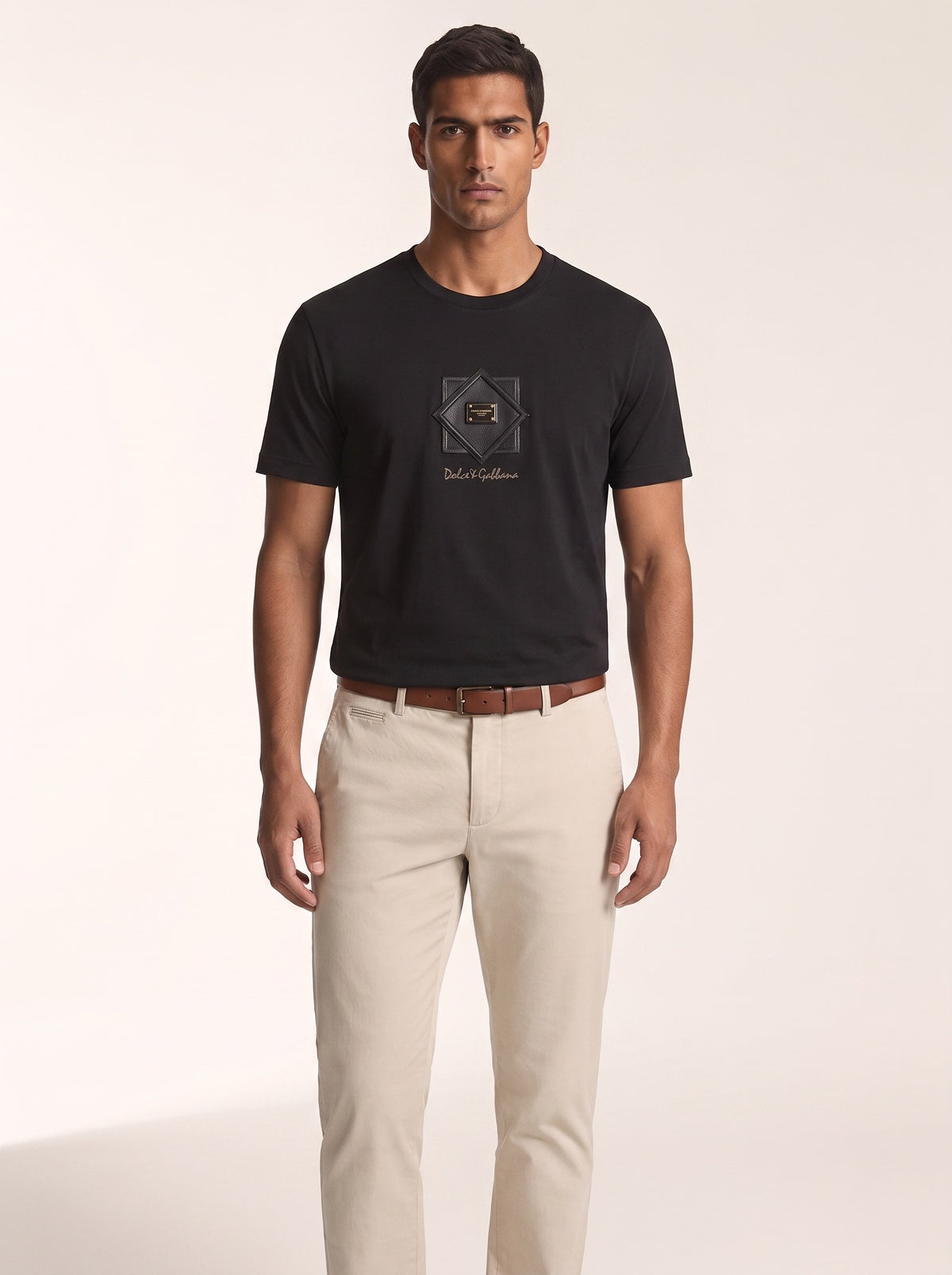 MODEL·DOLCE & GABBANA — Signature Badge T-Shirt — Black