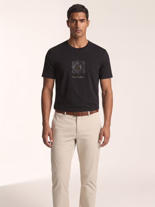 MODEL·DOLCE & GABBANA — Signature Badge T-Shirt — Black