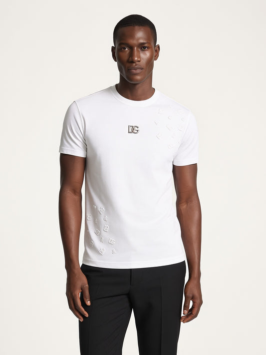 MODEL·DOLCE & GABBANA — DG Embossed Logo T-Shirt — White