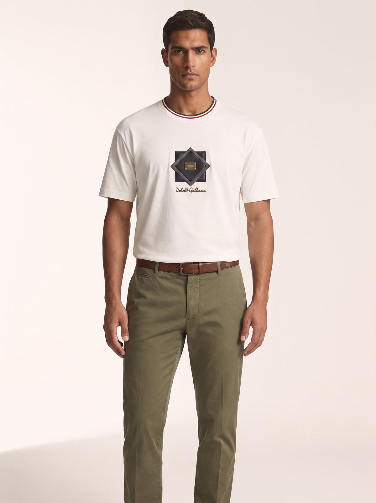 MODEL·DOLCE & GABBANA — Signature Badge T-Shirt — White
