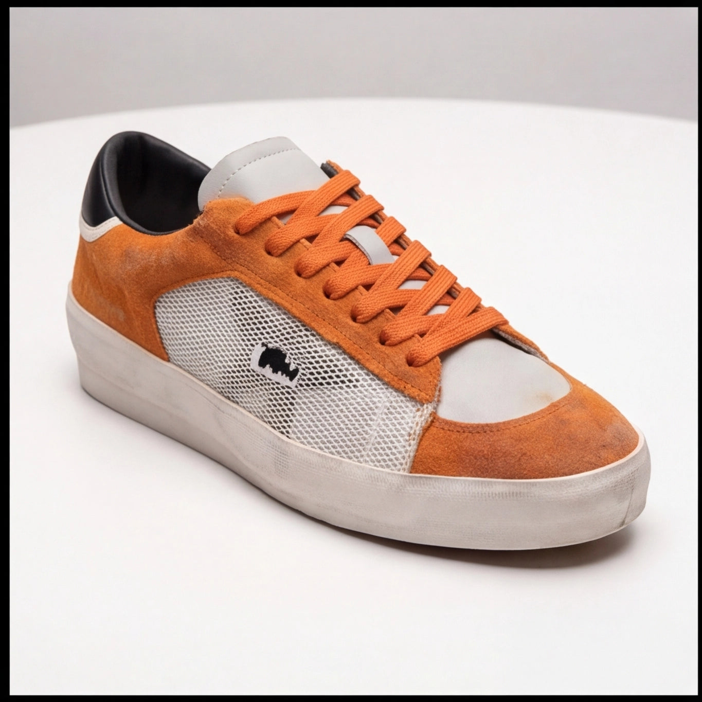 Urban Mesh Suede Sneaker – Orange & White