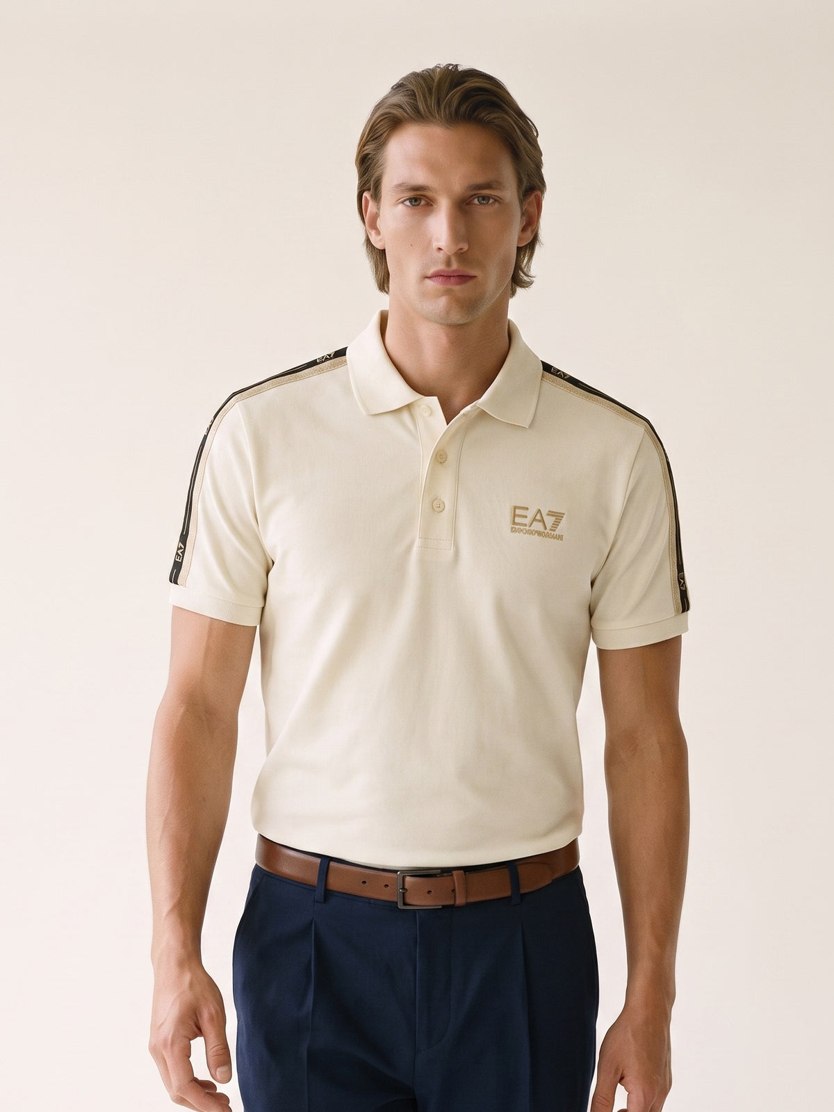 MODEL·BIANCO — EA7 Premium Polo Shirt — Beige