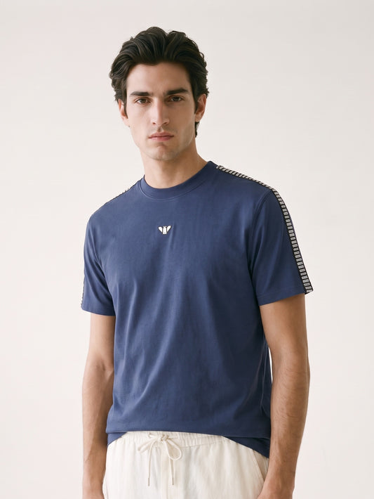 MODEL·ARMANI — EA Logo Tape T-Shirt — Navy Blue