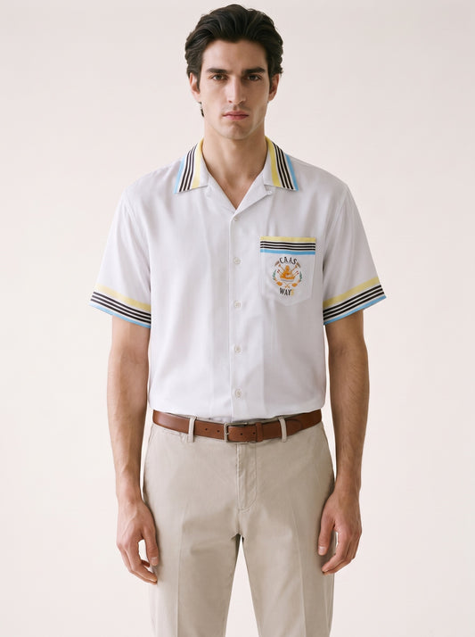 MODEL·CASABLANCA — Casablancabrand Tennis Club Striped Edge Shirt