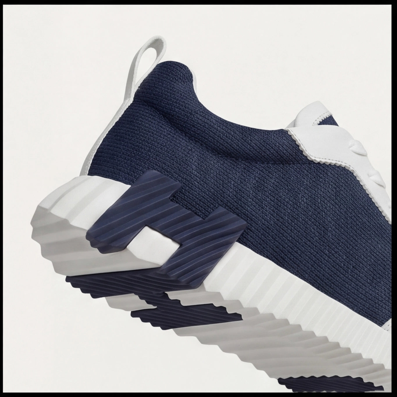 Hermès Knit Chunky Sole Sneakers Navy White