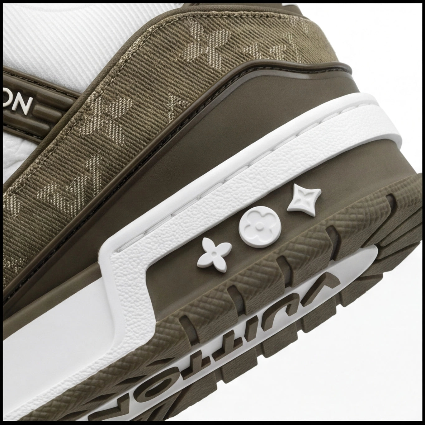 White Olive Monogram Chunky Sneaker