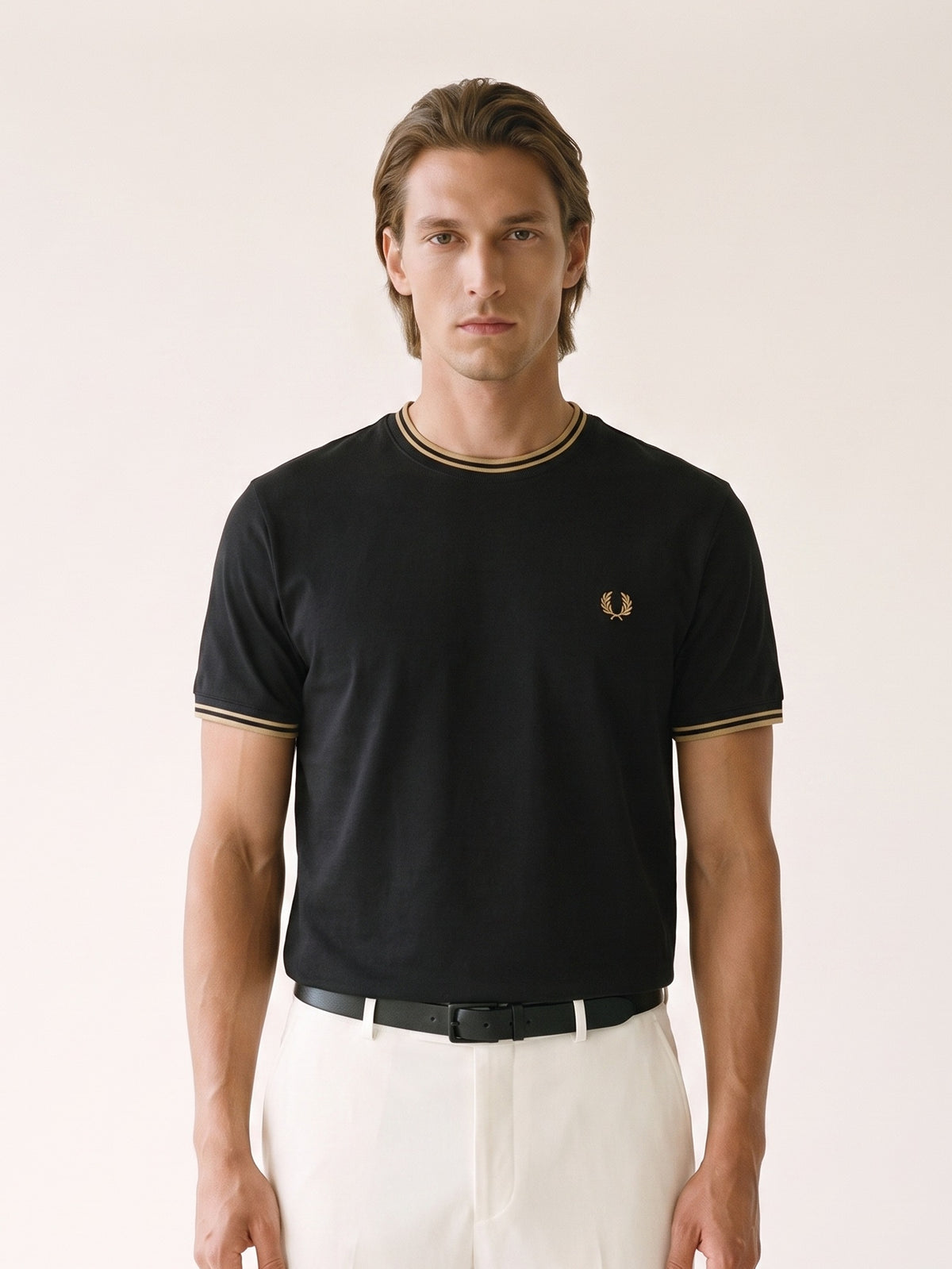 MODEL·FRED PERRY — Signature Trim T-Shirt — Black & Gold Edition