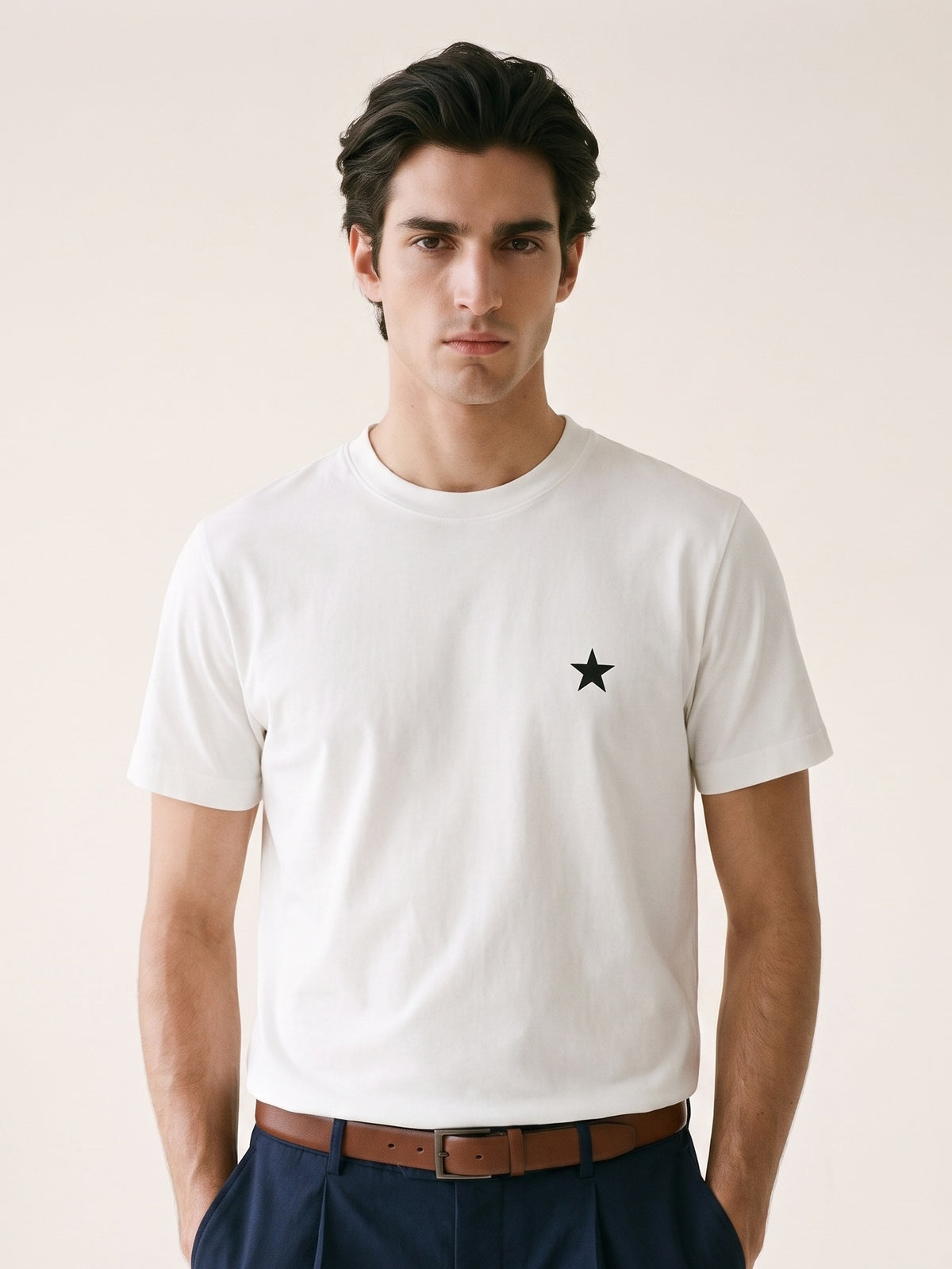 MODEL·GOLDEN GOOSE — Star Logo T-Shirt — White