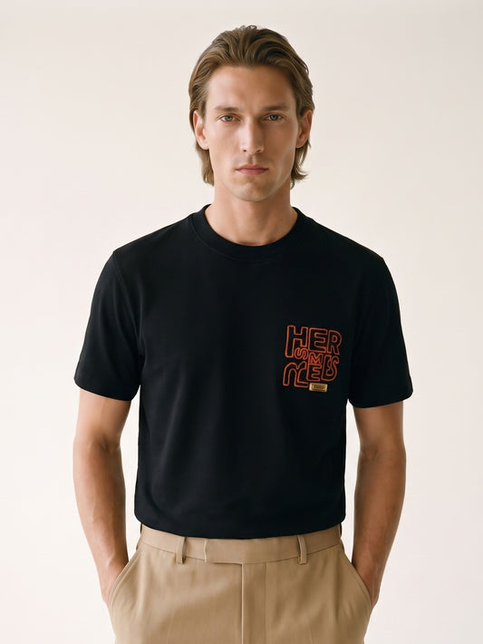 MODEL·HERMÈS — Bold Logo T-Shirt — Charcoal & Orange Edition