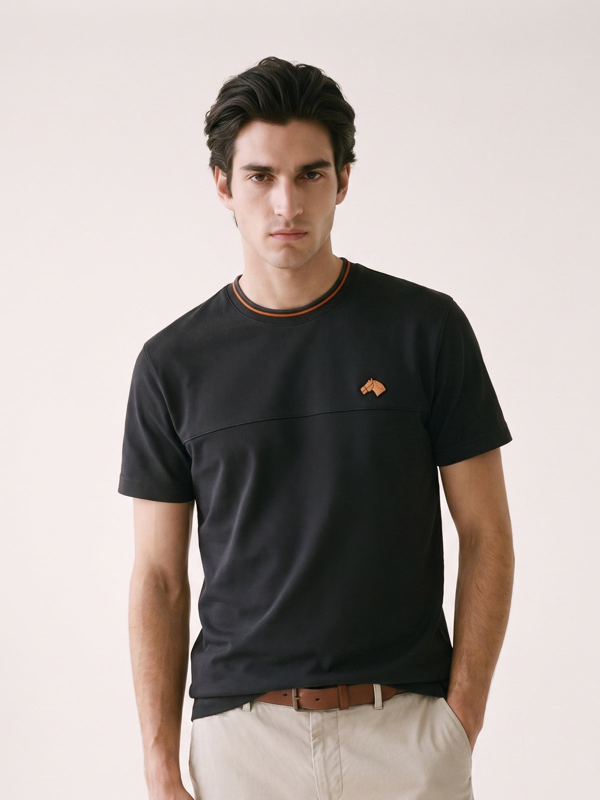 MODEL·HERMÈS — Textured Minimal T-Shirt — Charcoal Edition