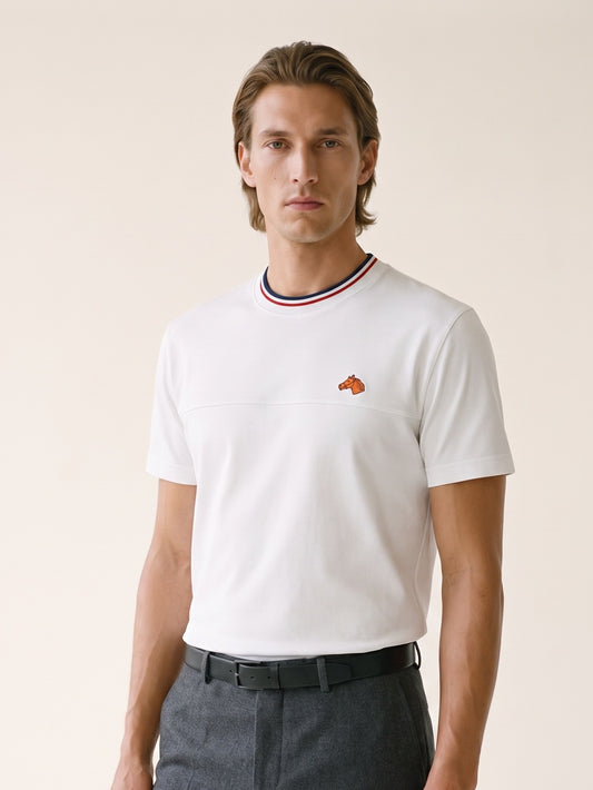 MODEL·HERMÈS — Signature Collar Detail T-Shirt — White