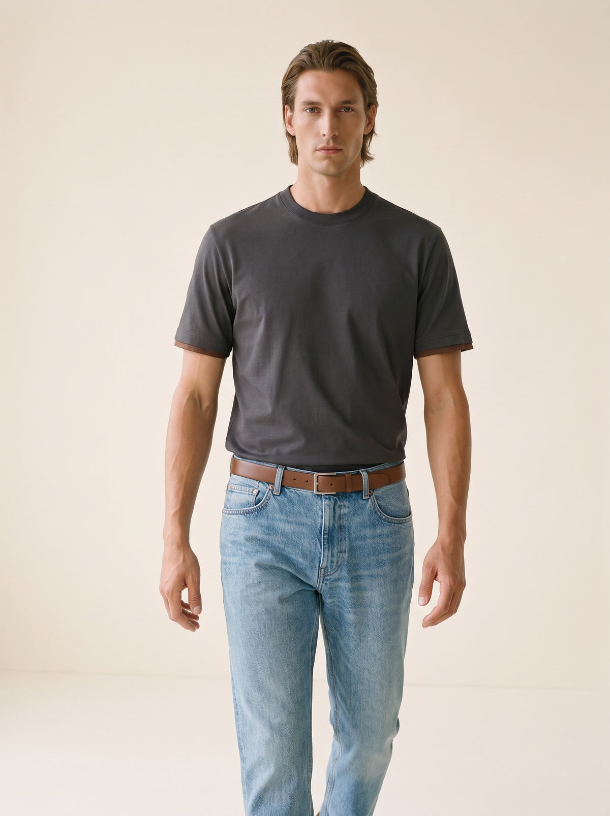 MODEL·HERMÈS — Essential Crew Neck T-Shirt — Dark black