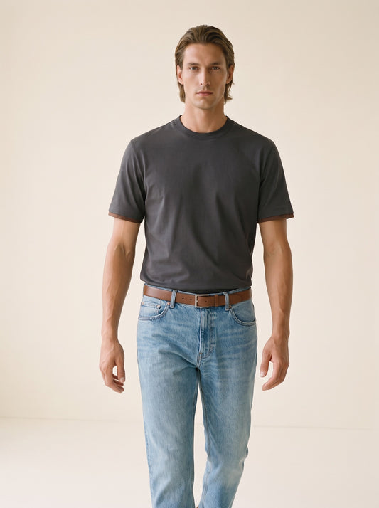 MODEL·HERMÈS — Essential Crew Neck T-Shirt — Dark black