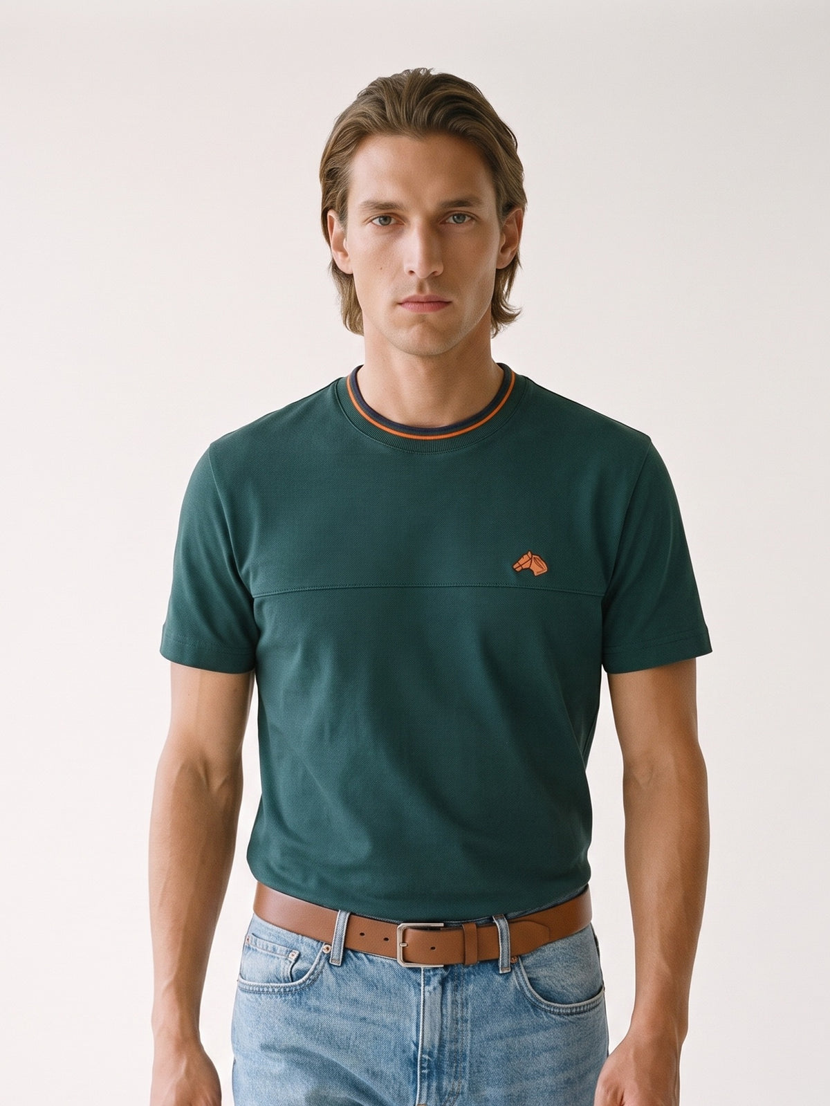 MODEL·HERMÈS — Minimal Logo T-Shirt — Dark Green