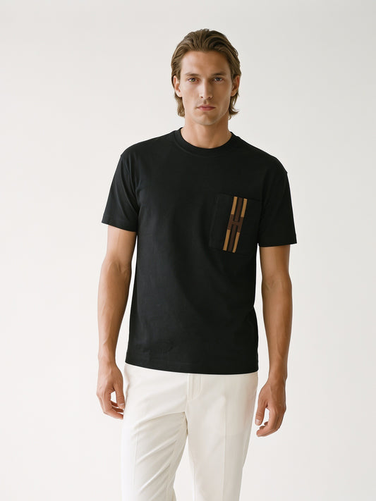 MODEL·HERMÈS — Embroidered Pocket Cotton T-Shirt — Jet Black