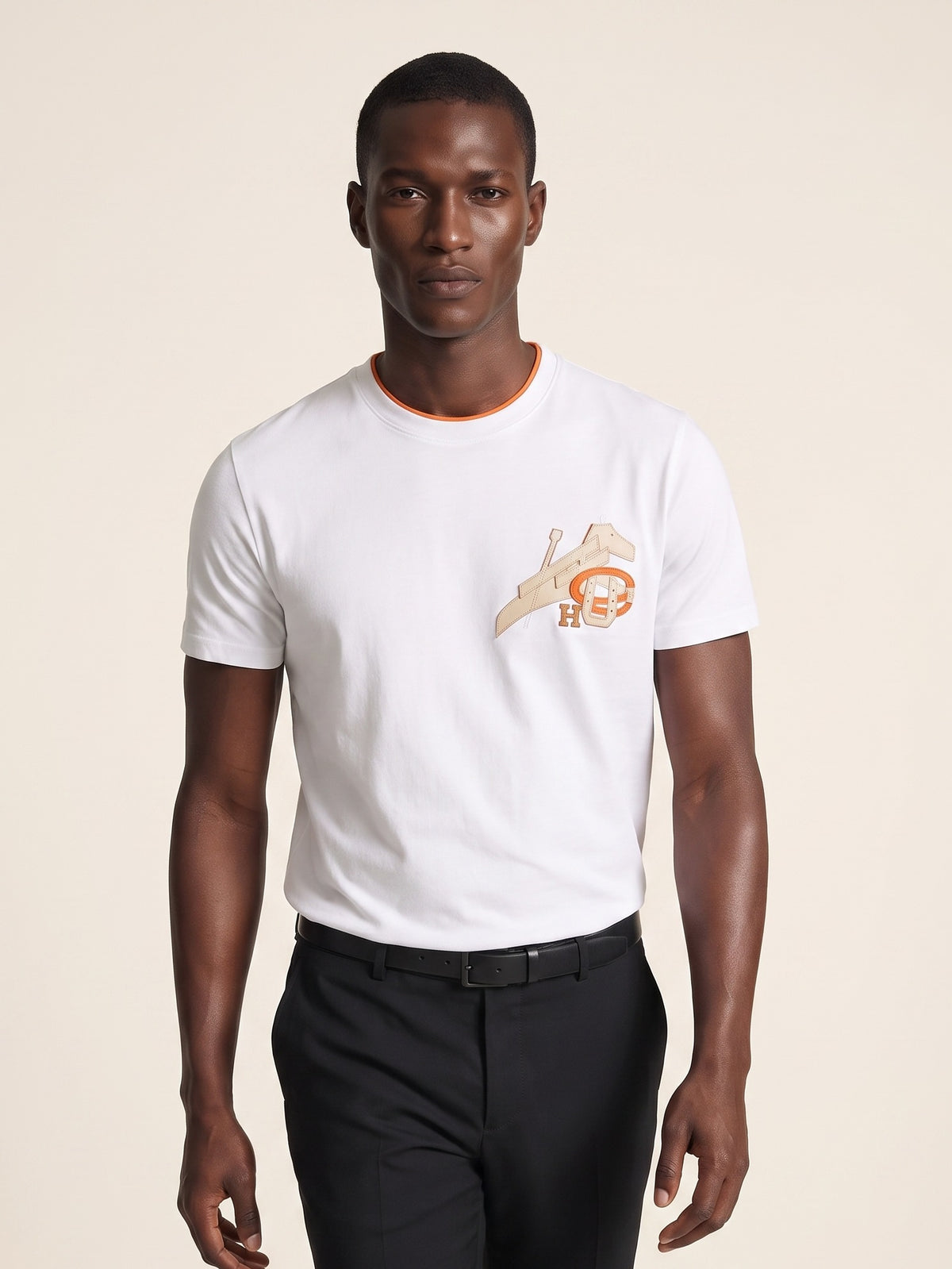 MODEL·HERMÈS — Graphic Logo T-Shirt — White & Orange Edition