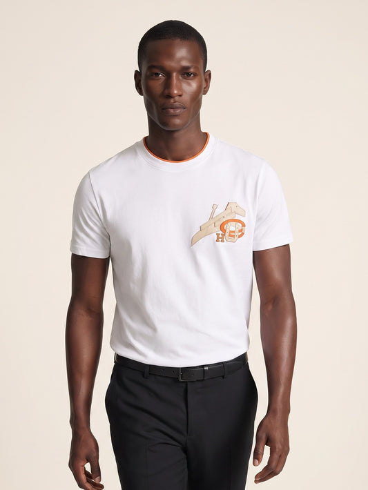 MODEL·HERMÈS — Graphic Logo T-Shirt — White & Orange Edition