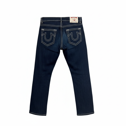 TRUE RELIGION RICKY SUPER T STITCH STRAIGHT JEANS DARK BLUE