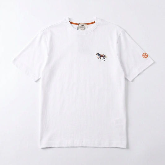 HERMES- Horse Embroidered Logo White
