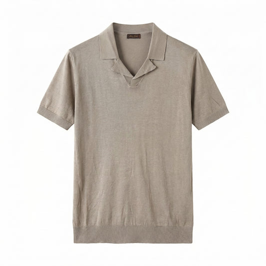 LORO PIANA Cool Linen Polo Shirt Grey