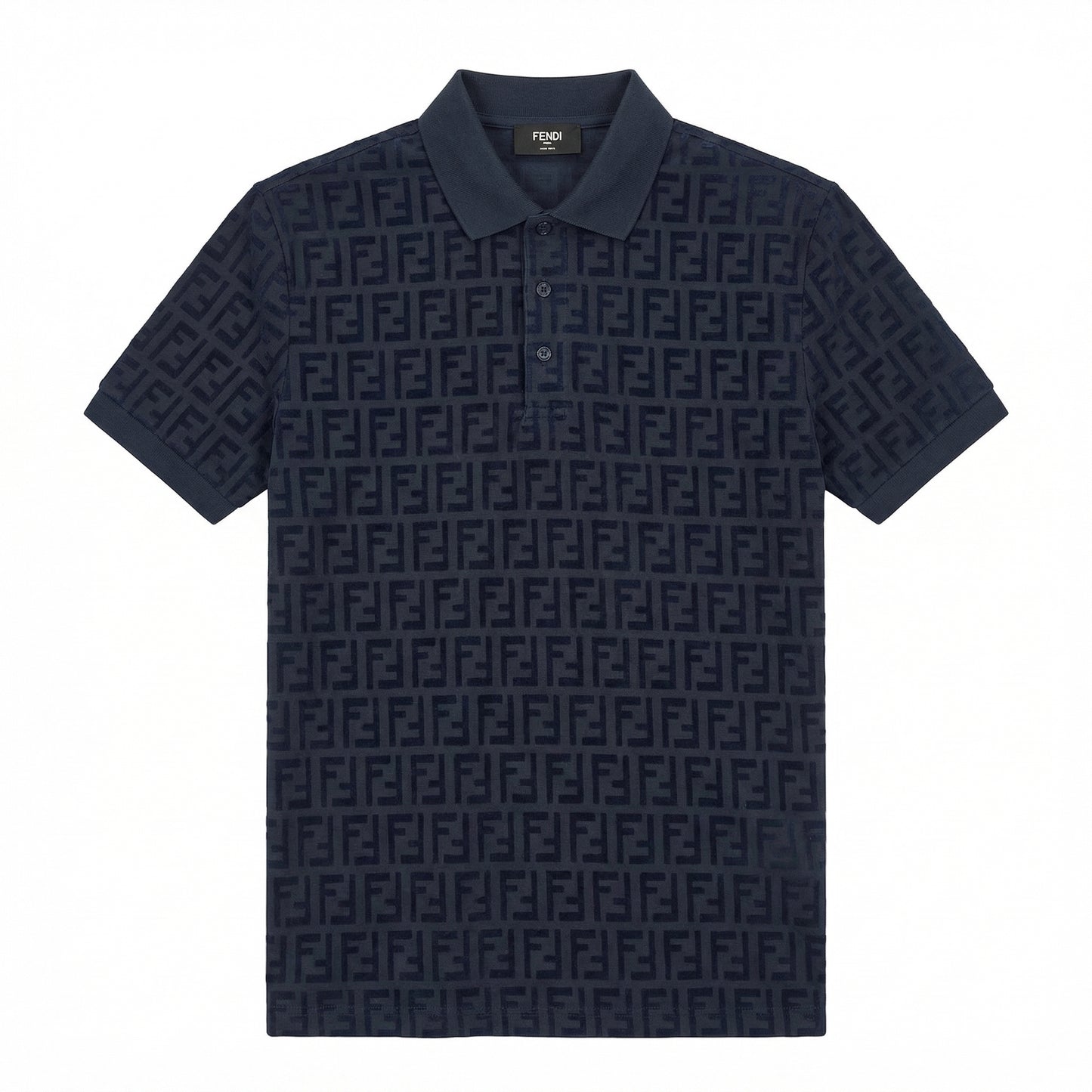 Fendi FF Design Cotton Polo T-shirt Dark Blue