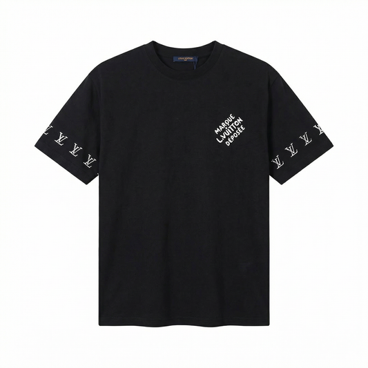 Louis Vuttion Short-Sleeved Cotton Crewneck With embroidered LV Logo