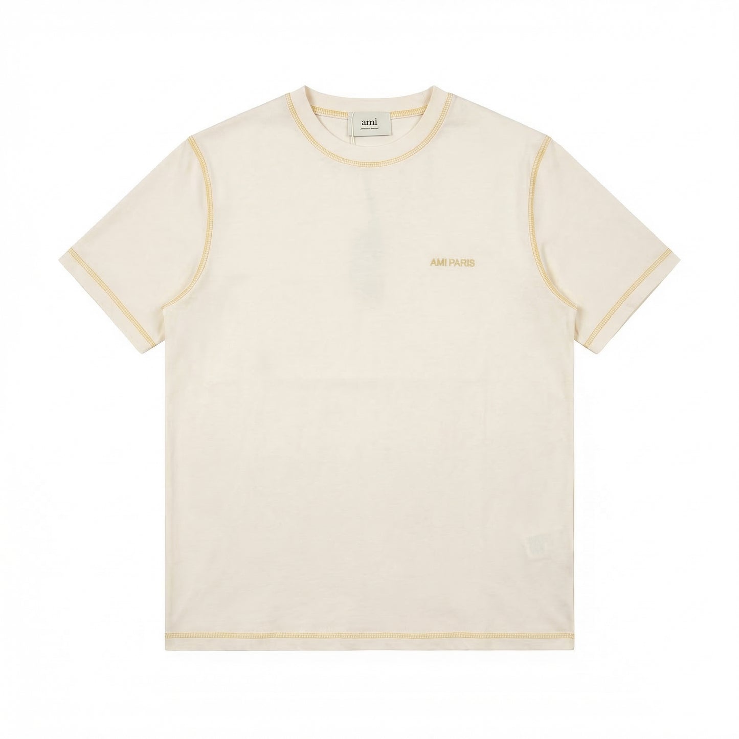 AMI PARIS Men's Natural Cotton Jersey T-Shirt Yellow