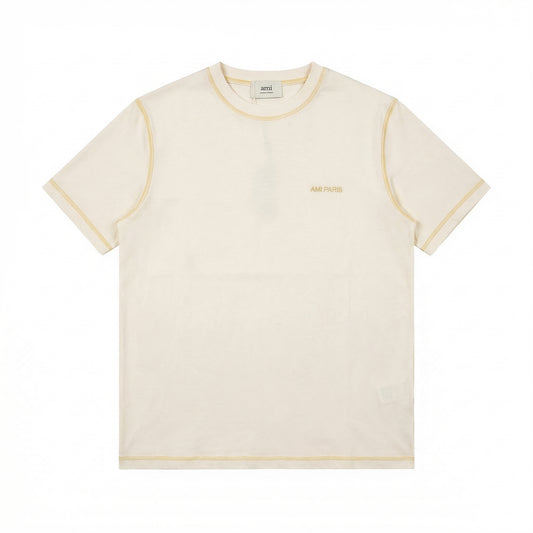 AMI PARIS Men's Natural Cotton Jersey T-Shirt Yellow