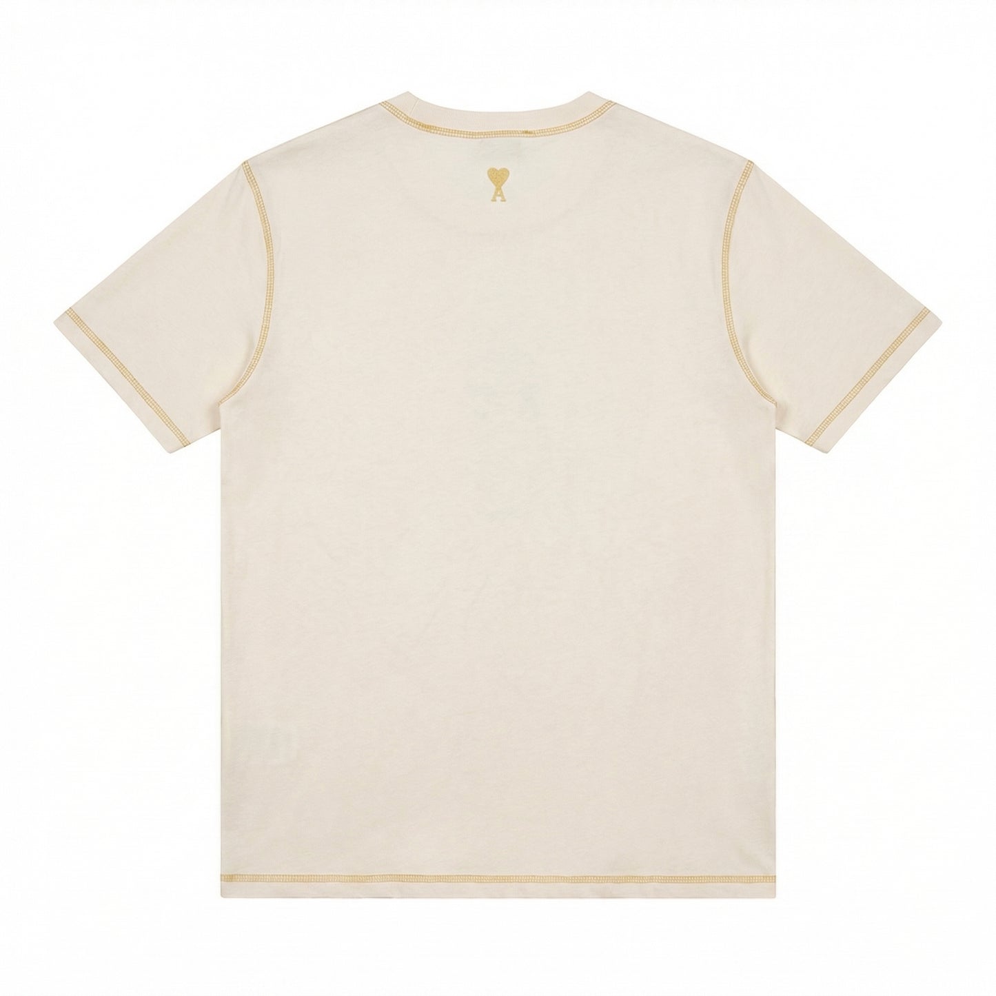 AMI PARIS Men's Natural Cotton Jersey T-Shirt Yellow